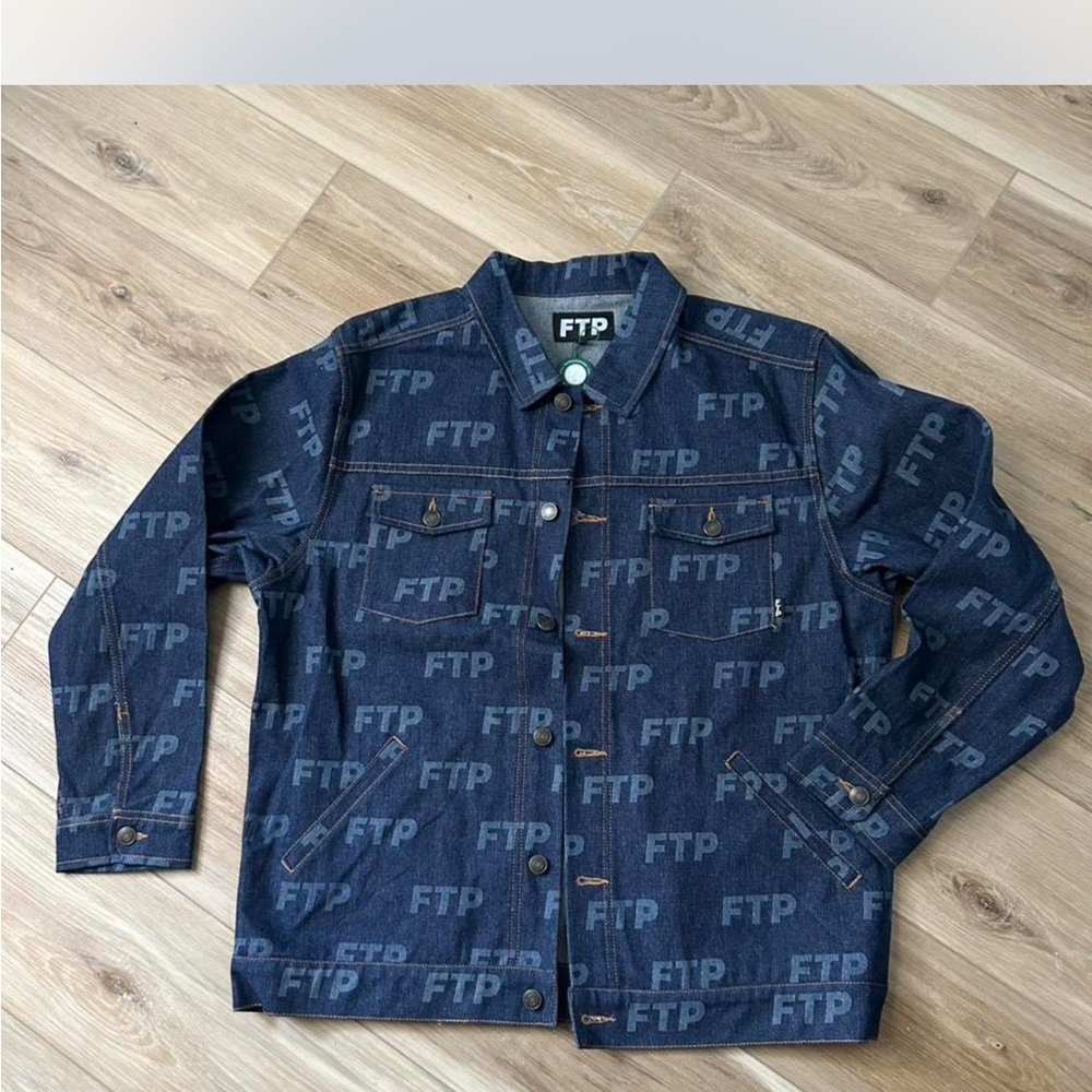 FTP Men's Dark Blue Logo denim Jacket
